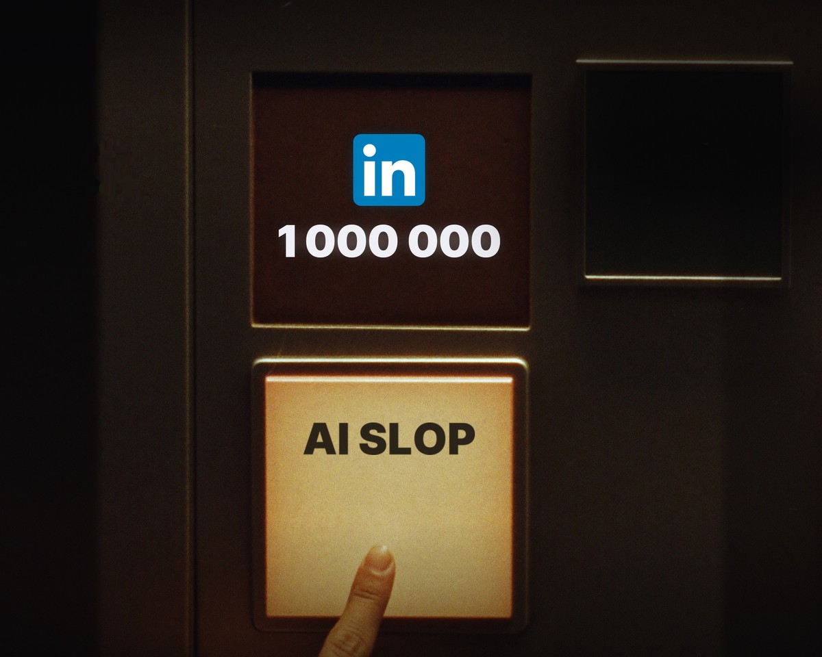 Illustration for the LinkedIn AI slop button story