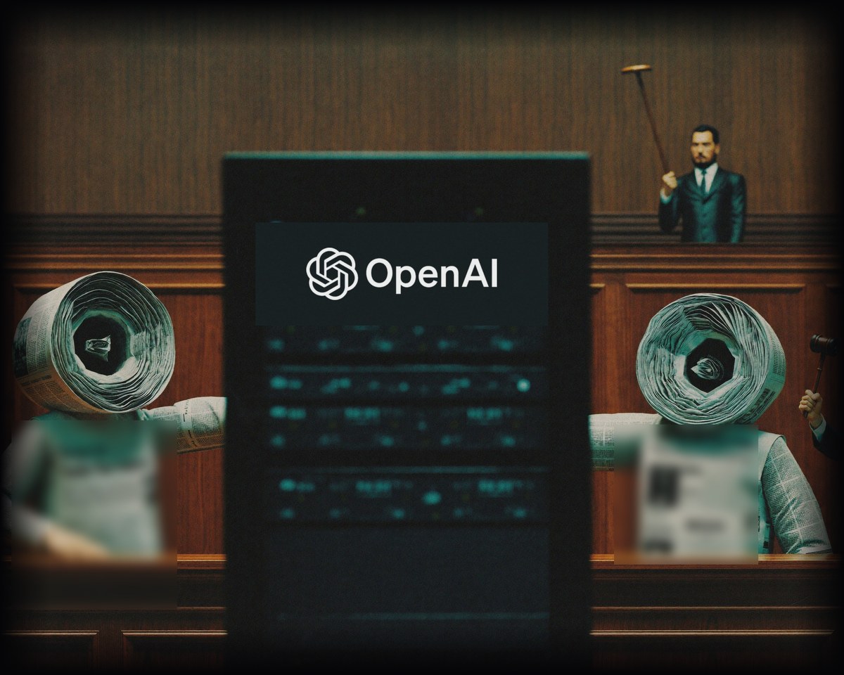 Illustration for the newspapers versus OpenAI lawsuit story